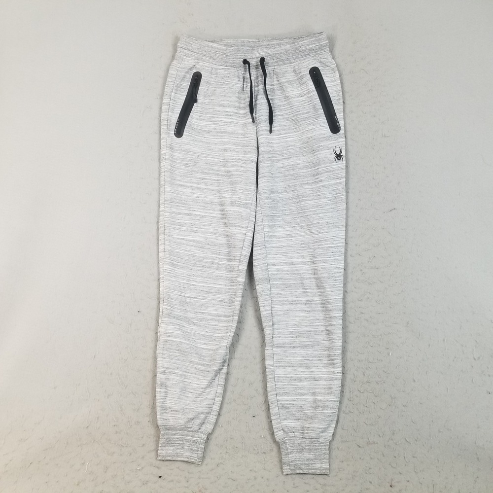 Spyder Joggers Men M Grey Space Dye Active ProWeb Tapered Zip Pocket Sweatpants
